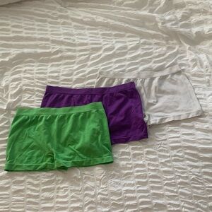 Women's Green, Purple, and White Spandex Shorts